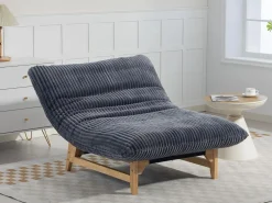 Puf Gigante Blanco de Tela Corduroy, Ergonomico con Respaldo 100x120x76 cm, para Salón y Dormitorio de Adultos