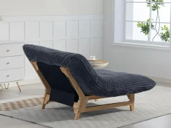 Puf Gigante Blanco de Tela Corduroy, Ergonomico con Respaldo 100x120x76 cm, para Salón y Dormitorio de Adultos