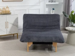 Puf Gigante Blanco de Tela Corduroy, Ergonomico con Respaldo 100x120x76 cm, para Salón y Dormitorio de Adultos