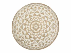 Online Puf hecho a mano 45x30 cm Yute Blanco