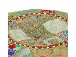 Online Puf redondo de algodón hecho a mano 40 x 20 cm Reposapiés
