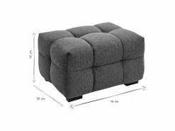 Sale Puf reposapiés de diseño en tela de terciopelo oscuro CORTO Reposapiés