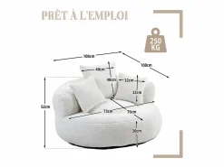 Clearance Puf Sillón Alto - Modelo Grande - Incluye 3 Cojines - Ultra Suave y Multiusos - para Adultos y Niños Sillón Escandinavo