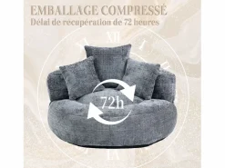 Best Puf Sillón Alto - Modelo Grande - Incluye 3 Cojines - Ultra Suave y Multiusos - para Adultos y Niños Sillón Escandinavo
