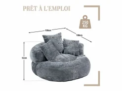 Best Puf Sillón Alto - Modelo Grande - Incluye 3 Cojines - Ultra Suave y Multiusos - para Adultos y Niños Sillón Escandinavo