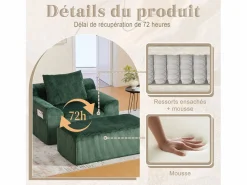 Outlet Puf Sillón Gigante con Reposapiés - Sofá de 1 Plaza en Pana - Confort Óptimo para Salón, Dormitorio o Oficina Sofá Escandinavo