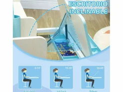 Clearance Homcom Pupitre infantil 80x52x109 cm Azul