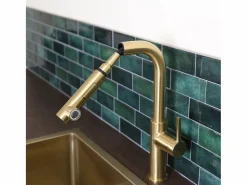 Essebagno Pure II Mezclador de fregadero con teleducha extraíble en oro cepillado