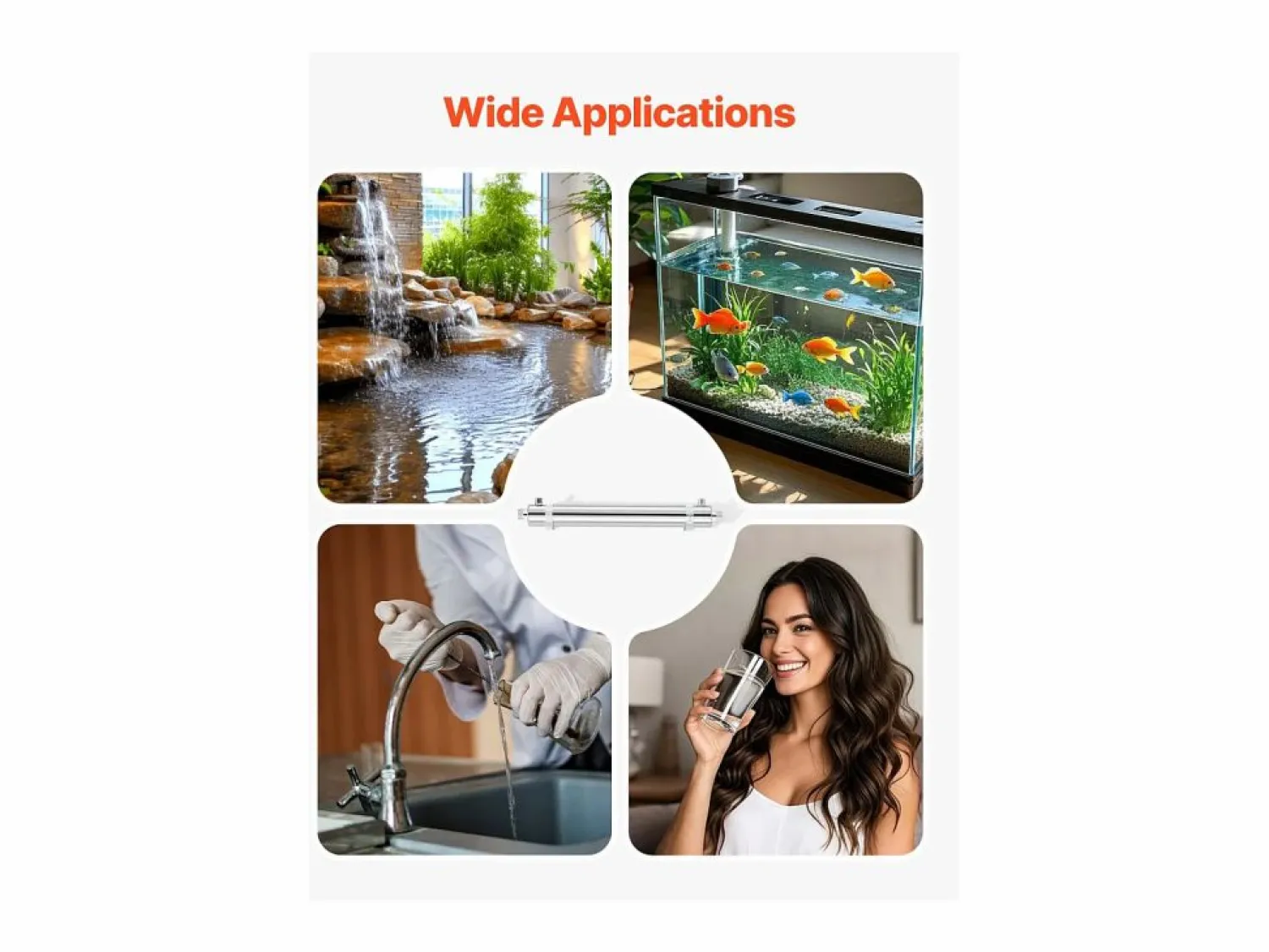 Discount Purificador de Agua UV SucceBuy, 22,7 l/min Para Agua Potable Limpia Grifo De Cocina