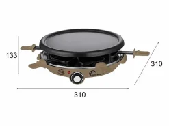 Outlet Raclette multifunción Meuuuh para 6 personas 1200W taupe con crepera y 6 sartenes Pequeño Electrodoméstico