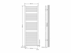 New LuxeBath Radiador con resistencia eléctrica 1200W, 600 x 1800 mm, , conexión lateral Blanco