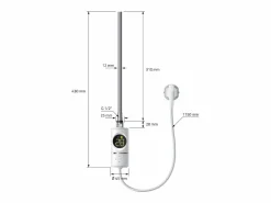 New Radiador de baño eléctrico Sahara 300x800mm Conexión lateral derecha Elemento calefactor 300W Toallero Eléctrico