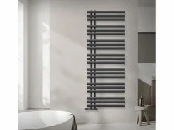 New Radiador de baño EM Iron 600x1600 mm Antracita Conexión central en la parte inferior Toallero Eléctrico