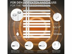 Best LuxeBath Radiador de baño Iron EM 600x1600mm Conexión central inferior con embellecedor Blanco