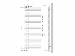 Best LuxeBath Radiador de baño Iron EM 600x1600mm Conexión central inferior con embellecedor Blanco