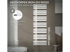 LuxeBath Radiador de baño Iron EM 500x1600mm Conexión central inferior con embellecedor
