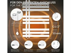 Online LuxeBath Radiador de baño Iron EM 500x1200mm Conexión central inferior con embellecedor Blanco