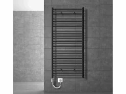 Hot Radiador de diseño eléctrico Electric antracita con elemento calefactor cromado 900W Toallero Eléctrico