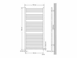 New LuxeBath Radiador de diseño eléctrico Electric antracita con elemento calefactor cromado 1200W Gris antracita