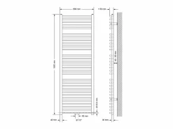 Clearance Radiador de diseño no eléctrico Sahara, 600 x 1800 mm, color , conexión central Toallero Eléctrico