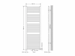 LuxeBath Radiador de diseño no eléctrico Sahara, 600 x 1800 mm, , conexión central, con kit
