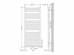 Radiador de diseño no eléctrico Sahara, 600 x 1500 mm, color , conexión central Toallero Eléctrico