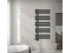Sale Radiador de panel antracita para baño 600x1200mm con conexión central universal Toallero Eléctrico