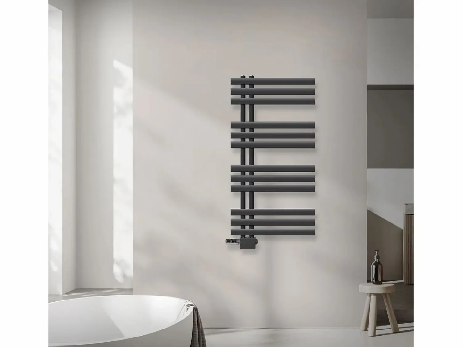 Best LuxeBath Radiador de panel antracita para baño 500x1000mm con conexión central universal Gris antracita