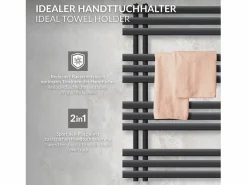 Best LuxeBath Radiador de panel antracita para baño 500x1000mm con conexión central universal Gris antracita