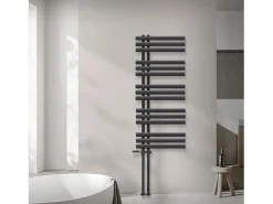 LuxeBath Radiador de panel antracita para baño 500x1200mm con conexión central universal
