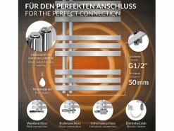 New Radiador de panel cromado para baño 500x1200mm con conexión central universal Toallero Eléctrico