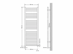 New LuxeBath Radiador eléctrico antracita con resistencia cromada 900W, 500 x 1500 mm Gris antracita