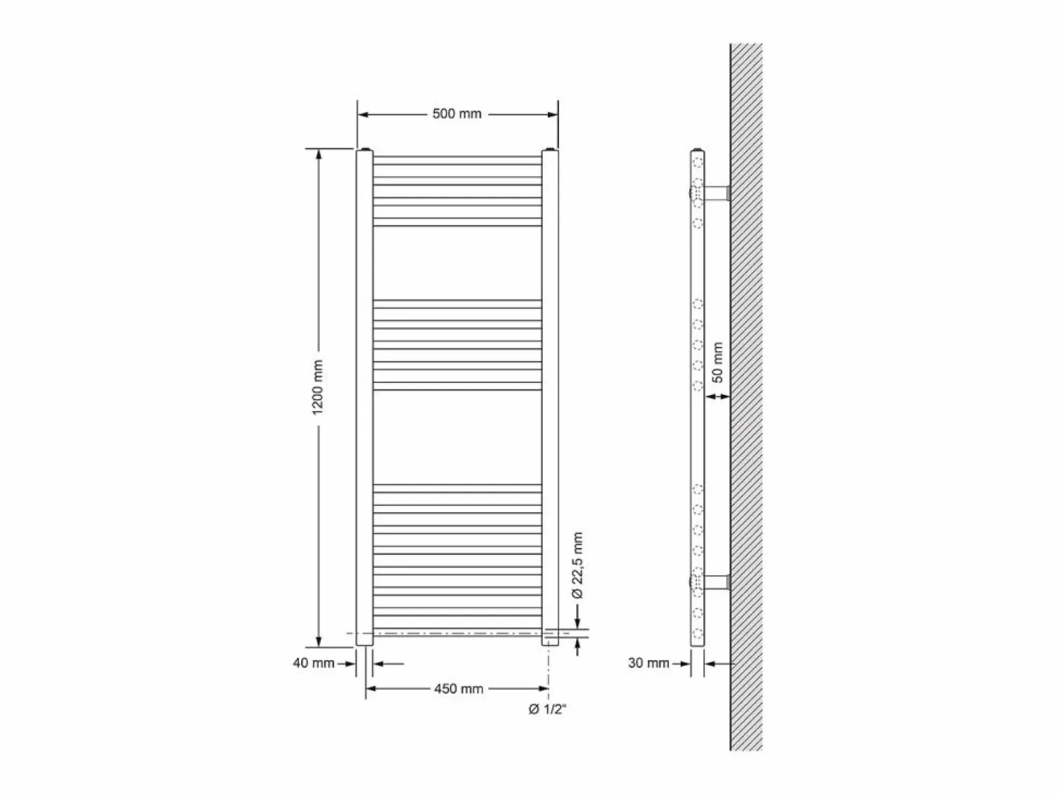LuxeBath Radiador eléctrico con resistencia calefactora 900W, 500 x 1200 mm, antracita