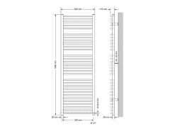 LuxeBath Radiador eléctrico con resistencia calefactora 1200W, 600 x 1800 mm, antracita