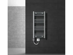 Discount Radiador Eléctrico con Resistencia 600W, 400 x 800 mm, Cromado, Conexión Lateral Toallero Eléctrico