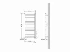 Discount Radiador Eléctrico con Resistencia 600W, 400 x 800 mm, Cromado, Conexión Lateral Toallero Eléctrico
