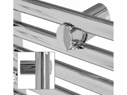 New LuxeBath Radiador Eléctrico con Resistencia 300W, 400 x 800 mm, Cromado, Conexión Lateral Gris