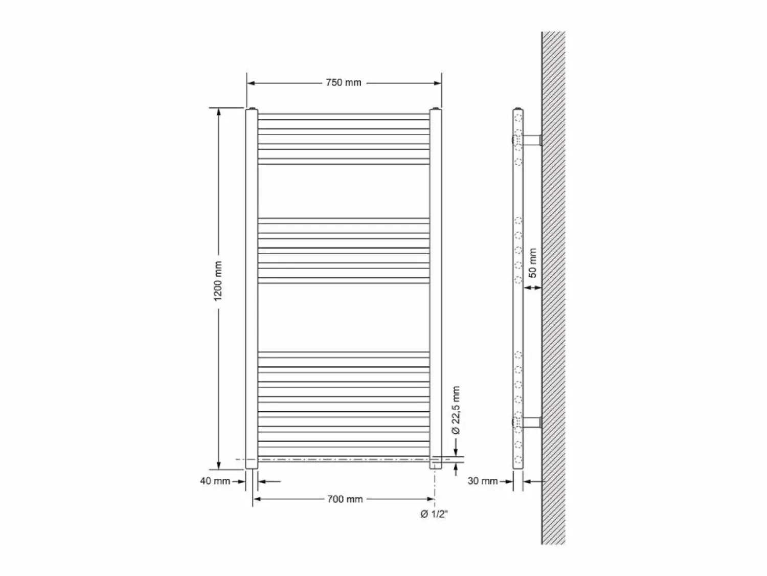 Clearance Radiador Sahara Design, 750 x 1200 mm, , Conexión Lateral, Forma Recta Toallero Eléctrico