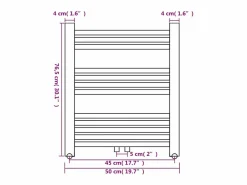 vidaxl Radiador toallero de baño recto 500 x 764 mm Blanco