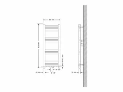 Online LuxeBath Radiador toallero de baño 300x800mm calefactor recto mate conexión central Negro
