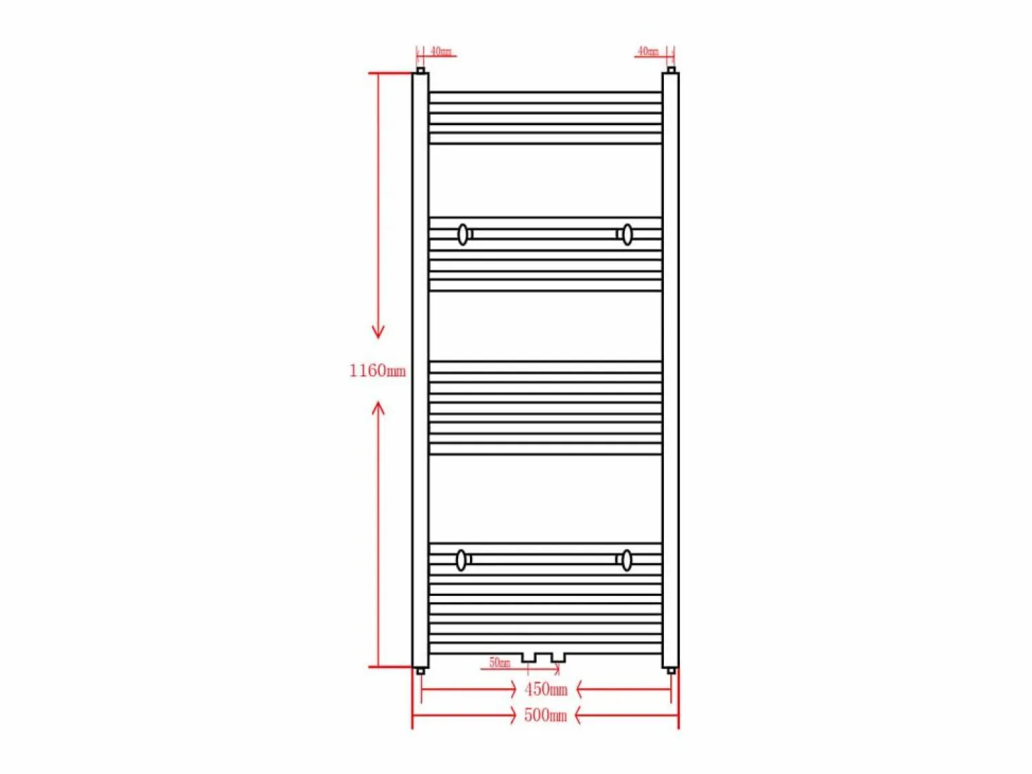Clearance Radiador toallero de baño curvo 500 x 1160 mm Toallero Eléctrico