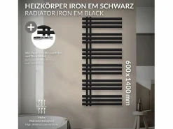 Hot Radiador toallero de baño Iron EM de acero mate 600x1400 mm Toallero Eléctrico