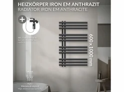 Online Radiador toallero eléctrico antracita 600 x 1000 mm con elemento calefactor 300W Toallero Eléctrico