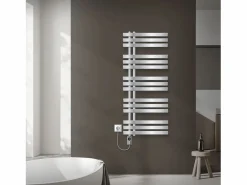Best LuxeBath Radiador toallero eléctrico cromado 500 x 1200 mm con elemento calefactor 900W Plateado