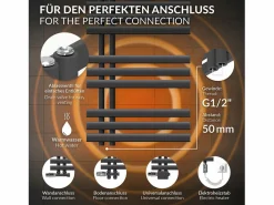 Online LuxeBath Radiador toallero eléctrico antracita 500 x 1000 mm con elemento calefactor 300W Gris antracita