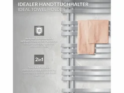 New Radiador toallero eléctrico cromado 500 x 1200 mm con elemento calefactor 1200W Toallero Eléctrico