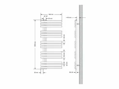 Outlet LuxeBath Radiador toallero Iron EM Design, 500 x 1200 mm, color blanco, radiador de baño Gris antracita