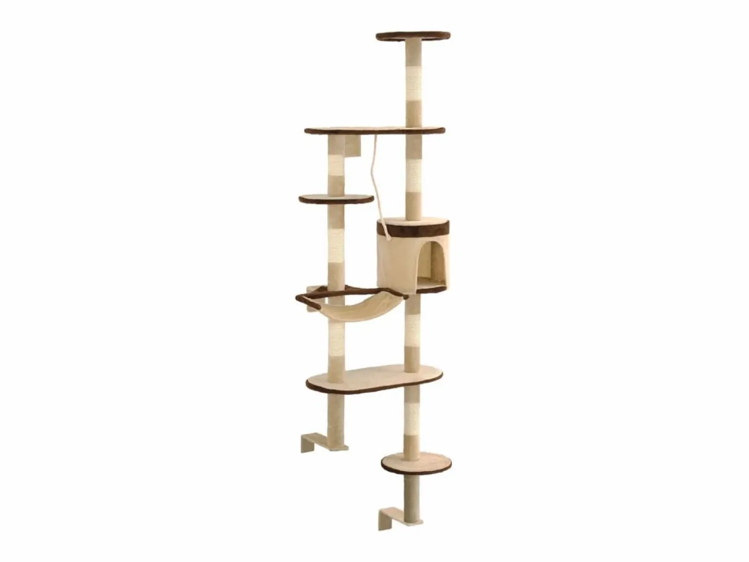 Clearance Clicnbuy Rascador de gato de pared postes de sisal 194 cm beige y marrón Multicolor