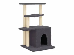 Clicnbuy Rascador para gatos con postes de sisal oscuro 83,5 cm
