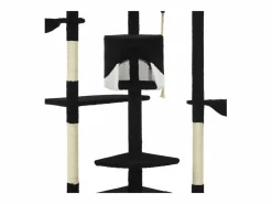 Outlet Clicnbuy Rascador para gatos con poste de sisal y blanco 203 cm Negro